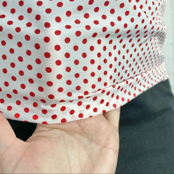 Vintage 80s white & red polka dot top L/XL - Picture 6 of 9